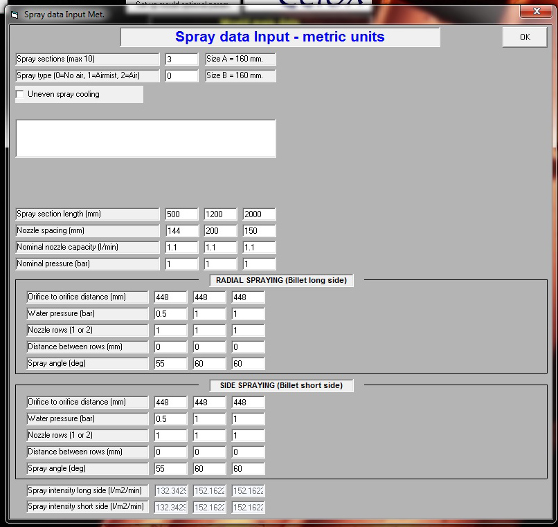 spray cooling settings